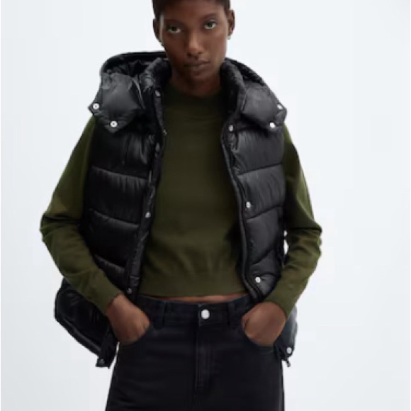 Mango Water-repellent quilted vest with hood - Picture 1 of 5